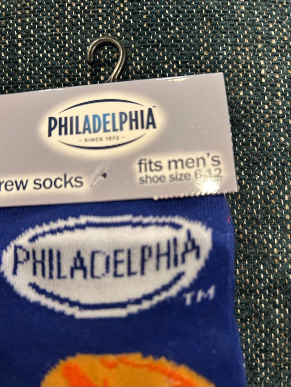 Cream Cheese Blue Novelty Crew Socks